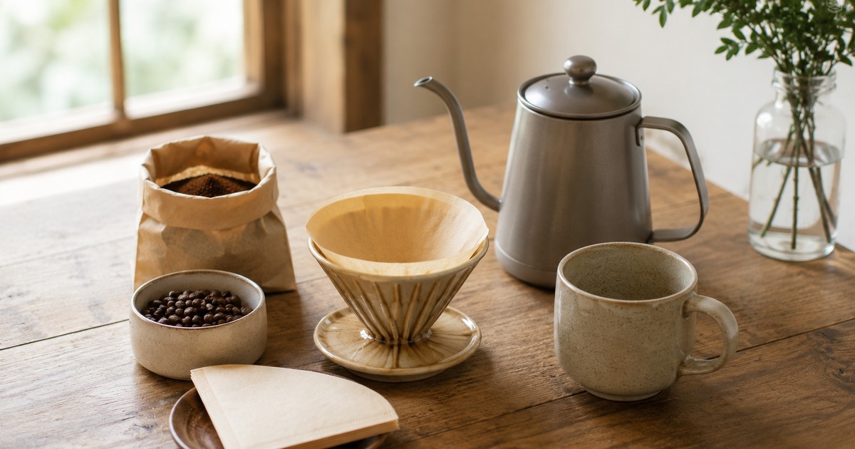 おうちコーヒーを楽しむためのドリッパーやポット、コーヒー豆