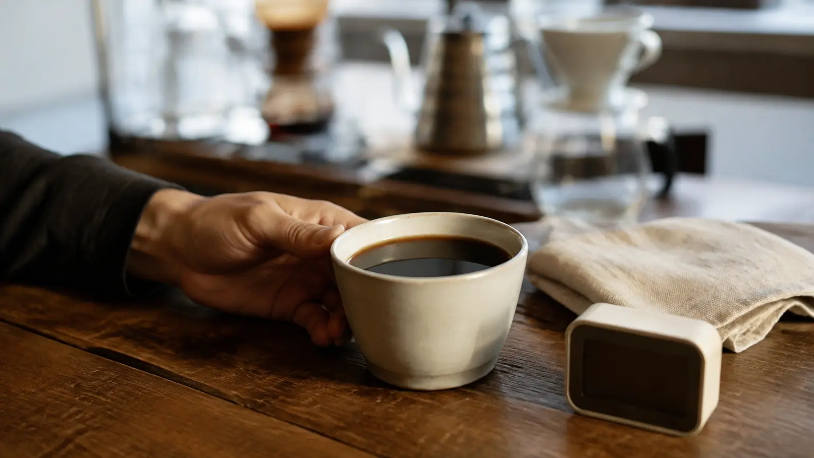 タイマーの数字より、淹れたコーヒーの味を確かめる時間